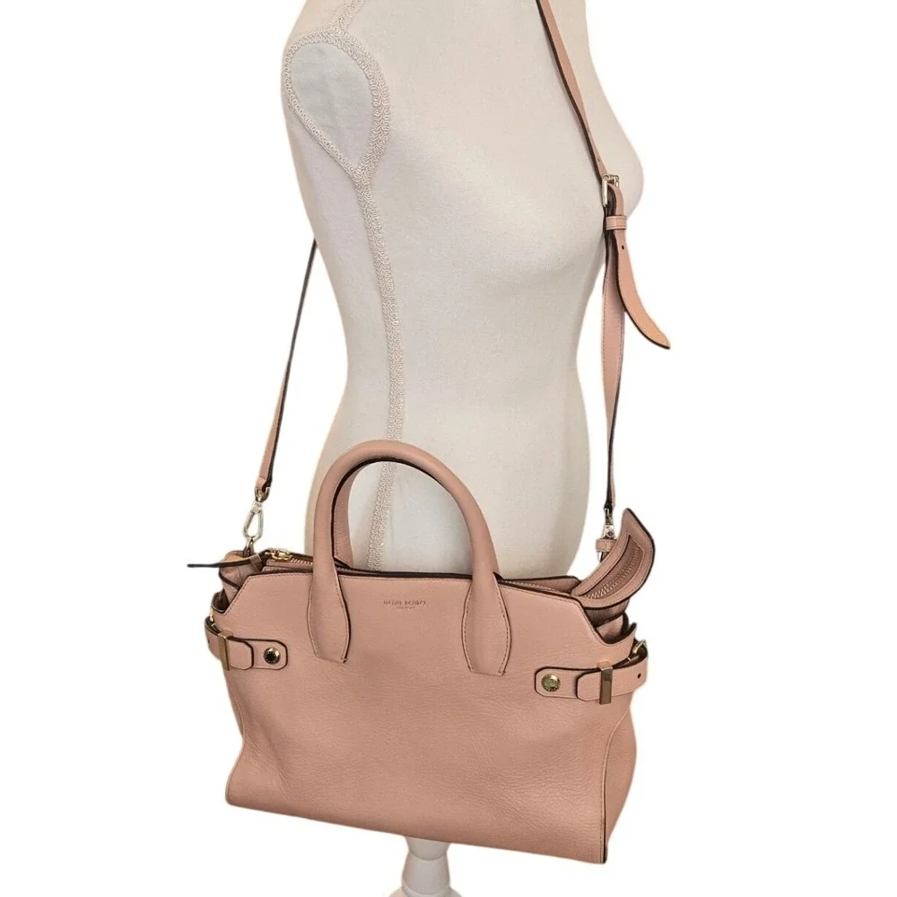 Henri‎ Bendel Pink Carlyle Satchel Bag Purse Crossbody Gold Hardware Luxury Chic